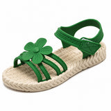 Sandale Fille avec Fleur Verte Mignonne