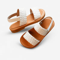 Sandale Fille avec Lanières Tressées Beige