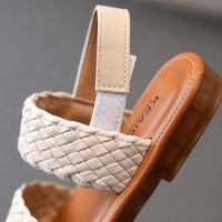 Sandale Fille avec Lanières Tressées Beige