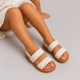 Sandale Fille avec Lanières Tressées Beige