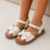 Sandale Fille avec Noeud Papillon Mignon et Perles