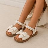 Sandale Fille avec Noeud Papillon Mignon et Perles