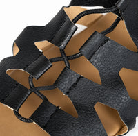 Sandale Gladiator Noire Montante avec Fermeture à Zipper