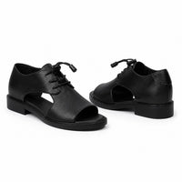 Sandale Homme Noire en Cuir à Lacets
