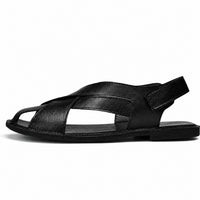 Sandale Homme Noire en Cuir avec Lanières