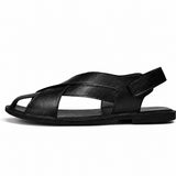 Sandale Homme Noire en Cuir avec Lanières