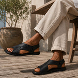 Sandale Homme Noire en Cuir avec Lanières