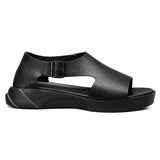 Sandale Homme Noire en Cuir avec Semelle Épaisse