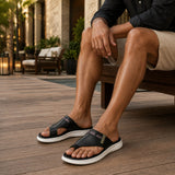 Sandale Homme Noire et Blanche de Style Décontracté