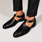Sandale Homme de Style Crocodile en Cuir