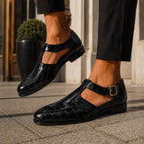 Sandale Homme de Style Crocodile en Cuir