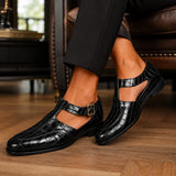 Sandale Homme de Style Crocodile en Cuir