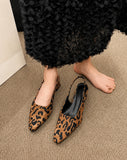Sandale Leopard Pointue à Talon Épais