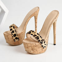 Sandale Leopard Style Mule avec Talon Haut