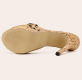 Sandale Leopard Style Mule avec Talon Haut