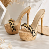Sandale Leopard Style Mule avec Talon Haut