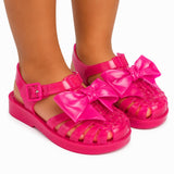 Sandale Méduse Bébé Rose Fushia avec Noeud Papillon