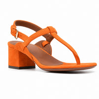 Sandale Orange à Talon avec Lanière en T
