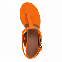 Sandale Orange à Talon avec Lanière en T