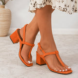 Sandale Orange à Talon avec Lanière en T