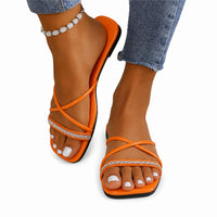 Sandale Orange avec Lanières Fines et Croisées