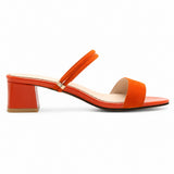 Sandale Orange avec Talon et Lanières
