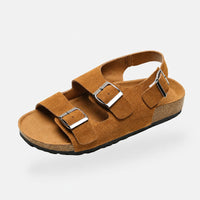 Sandale Plate Femme en Cuir Régénéré avec Lanières