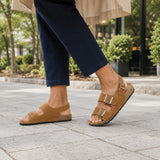 Sandale Plate Femme en Cuir Régénéré avec Lanières