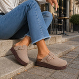 Sandale Sabot Femme Effet Daim et Semelle Épaisse