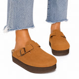 Sandale Sabot Femme en Daim Style Plateforme