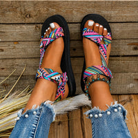 Sandale Scratch Femme Design avec Lanières Multicolores à Motifs
