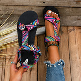 Sandale Scratch Femme Design avec Lanières Multicolores à Motifs