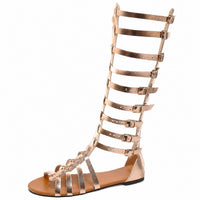 Sandale Spartiate Femme Montante avec Boucles