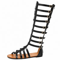 Sandale Spartiate Femme Montante avec Boucles