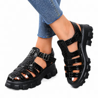 Sandale Spartiate Femme Style Plateforme à Talon