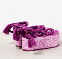 Sandale Spartiate Femme Violette avec Plateforme Haute