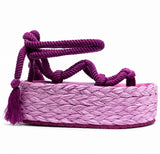Sandale Spartiate Femme Violette avec Plateforme Haute