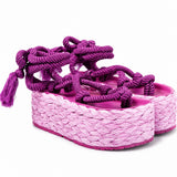 Sandale Spartiate Femme Violette avec Plateforme Haute