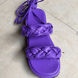 Sandale Spartiate Femme avec Fermeture à Lacets Violets