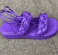 Sandale Spartiate Femme avec Fermeture à Lacets Violets