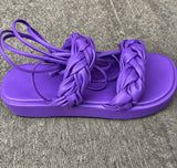 Sandale Spartiate Femme avec Fermeture à Lacets Violets