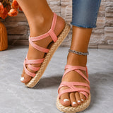 Sandale Spartiate Femme avec Lanières Croisées Rose
