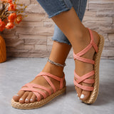 Sandale Spartiate Femme avec Lanières Croisées Rose