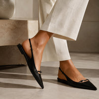 Sandale Stylée Noire avec Bout Pointu