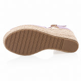Sandale Talon Compensée Violette avec Lanière en T