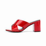 Sandale Talon Femme 5 cm Rouge et Luxueuse en Cuir