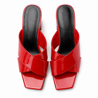 Sandale Talon Femme 5 cm Rouge et Luxueuse en Cuir