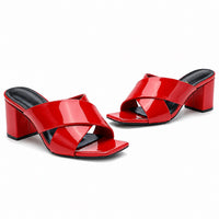 Sandale Talon Femme 5 cm Rouge et Luxueuse en Cuir