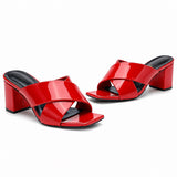Sandale Talon Femme 5 cm Rouge et Luxueuse en Cuir