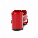 Sandale Talon Femme 5 cm Rouge et Luxueuse en Cuir
